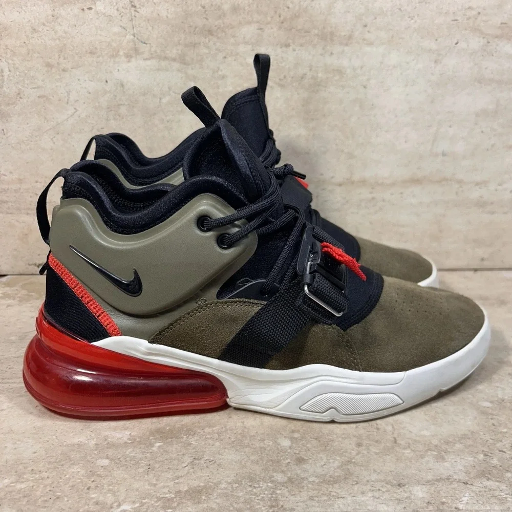 Nike Air Force 270 Medium Olive Challenge Red Mens‎ 9 Shoes Sneakers AH6772 200